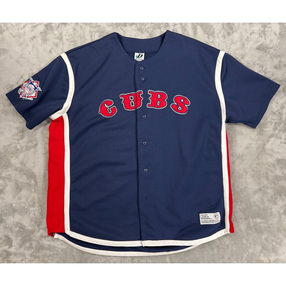 Vintage Chicago Cubs Baseball Jersey‎ Shirt Mens 2XL Blue Red MLB Dynasty 90s